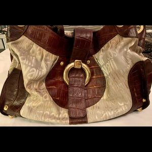 Just Cavalli Large Logo Canvas Leather Bag